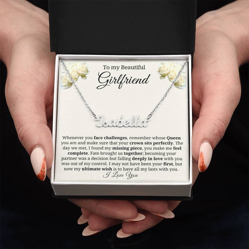 To My Girlfriend Necklace Gift, Custom Girlfriend Gift Box, Thoughtful