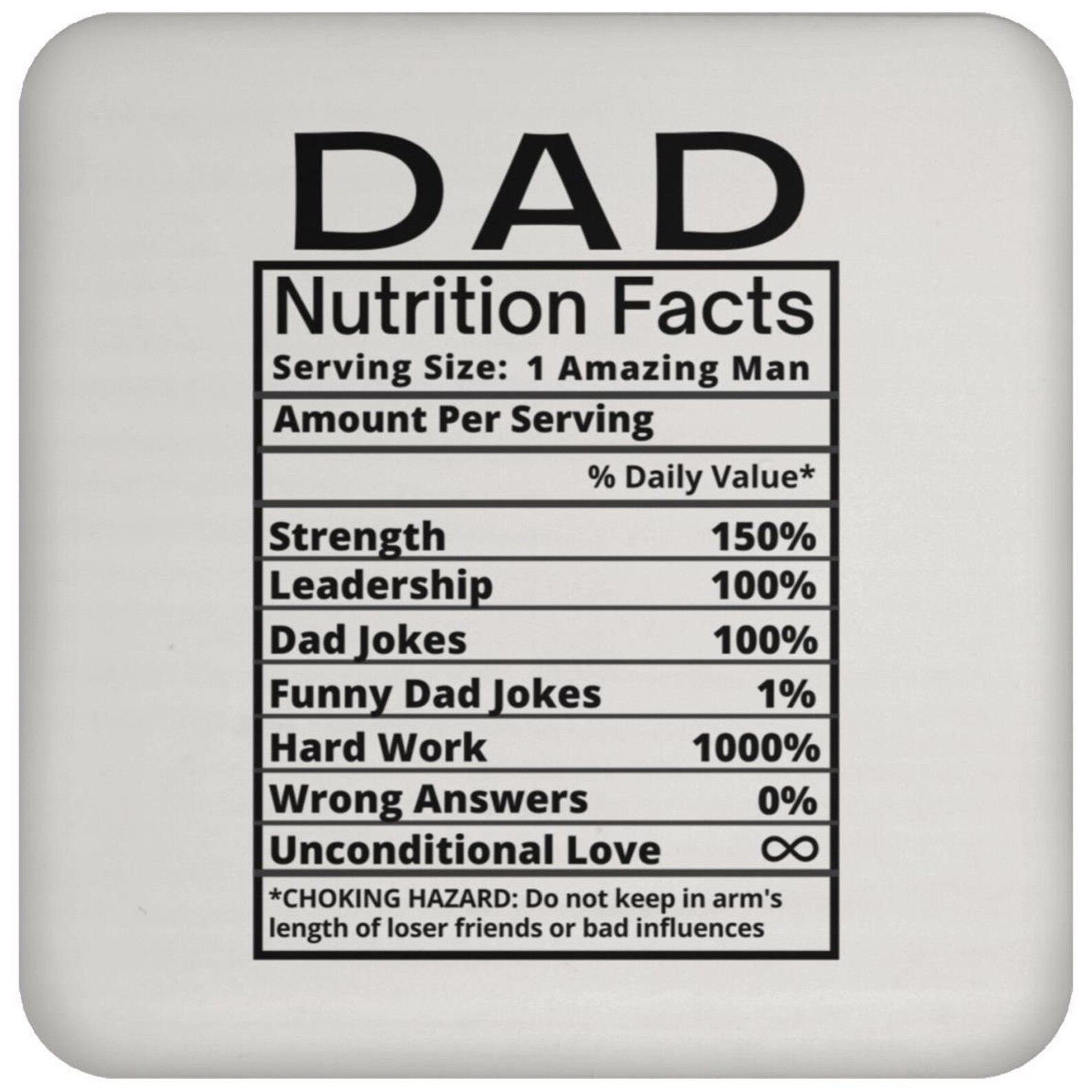 DAD Nutrition Facts Coaster Birthday Coaster Dad Nutritional | Etsy