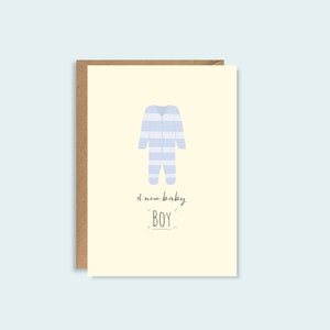 A New Baby Boy Card Illustrated Greeting Card A5 High Quality Card Colourful Baby Grow Boho Neutral New Arrival Bundle of Joy Child image 1