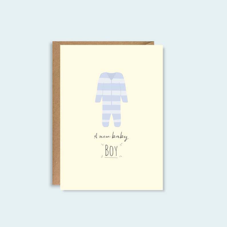 A New Baby Boy Card Illustrated Greeting Card A5 High Quality Card Colourful Baby Grow Boho Neutral New Arrival Bundle of Joy Child image 1