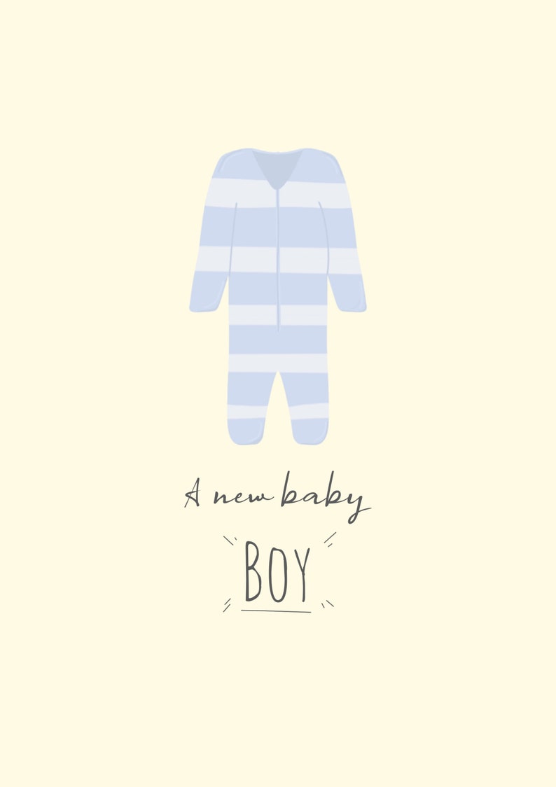 A New Baby Boy Card Illustrated Greeting Card A5 High Quality Card Colourful Baby Grow Boho Neutral New Arrival Bundle of Joy Child image 3