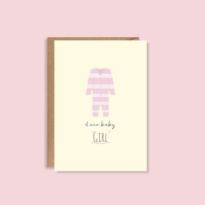A New Baby Girl Card Illustrated Greeting Card A5 High Quality Card Colourful Baby Grow Boho Neutral New Arrival Bundle of Joy Child image 1