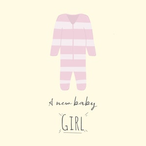 A New Baby Girl Card Illustrated Greeting Card A5 High Quality Card Colourful Baby Grow Boho Neutral New Arrival Bundle of Joy Child image 3