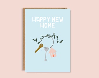 Happy New Home Card | Illustrated Greeting Card | A5 | Moving Mortgage House Flat Congratulations Housewarming Homeowners Personalise