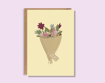 I Love You a Bunch Mum Card | Illustrated Greeting Card | Mothers day Card | A5 High Quality Card | Floral Bouquet