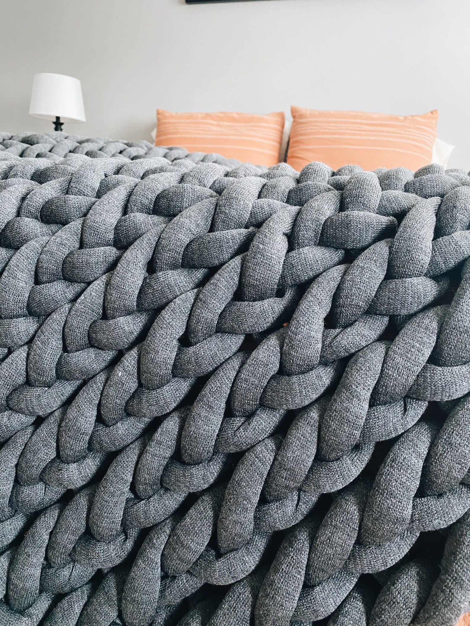 Chunky Knit Blanket Cotton Tube Yarn Arm Knit Blanket Giant Etsy