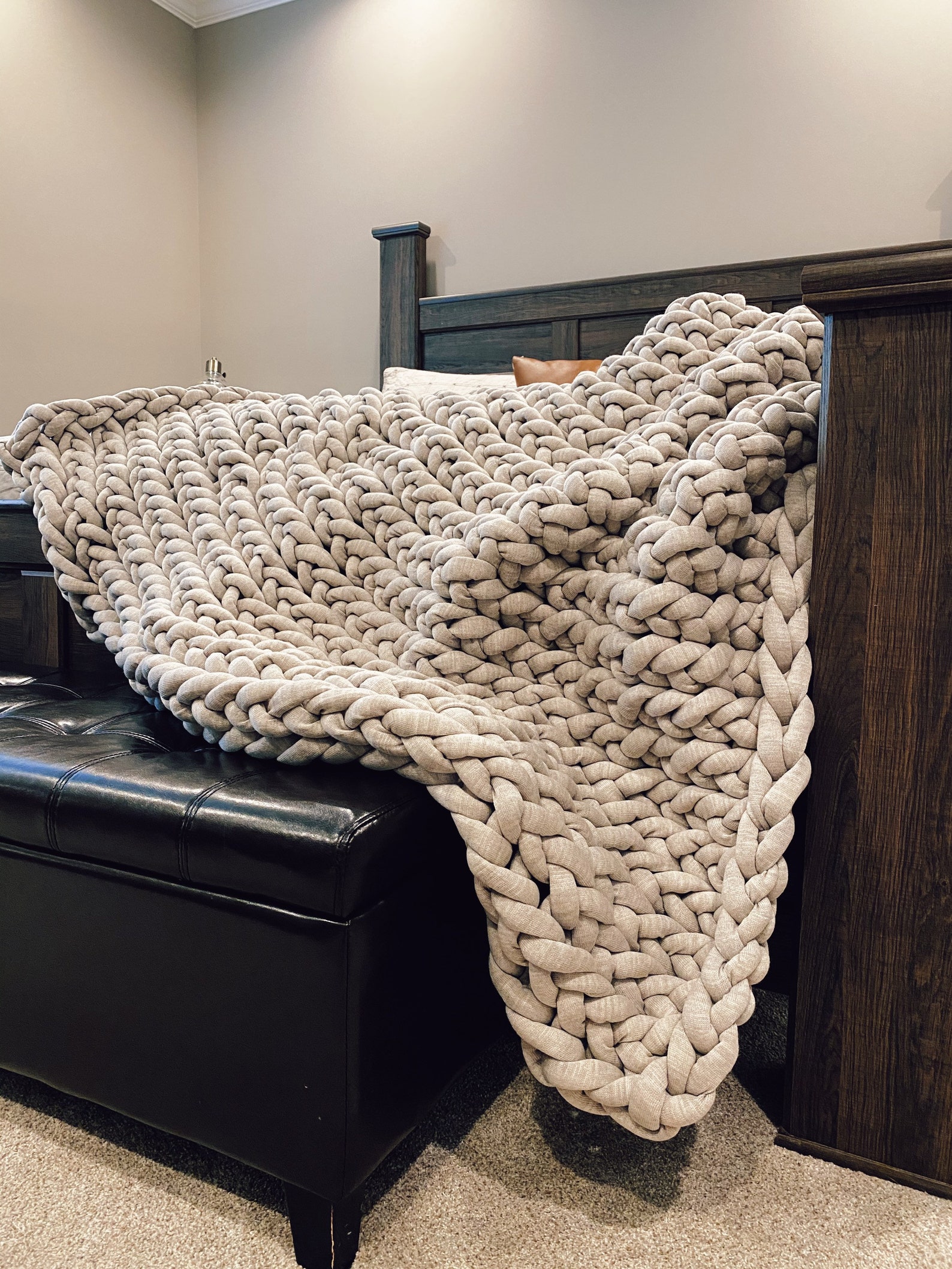 Chunky Knit Blanket Cotton Tube Yarn Arm Knit Blanket Giant Etsy
