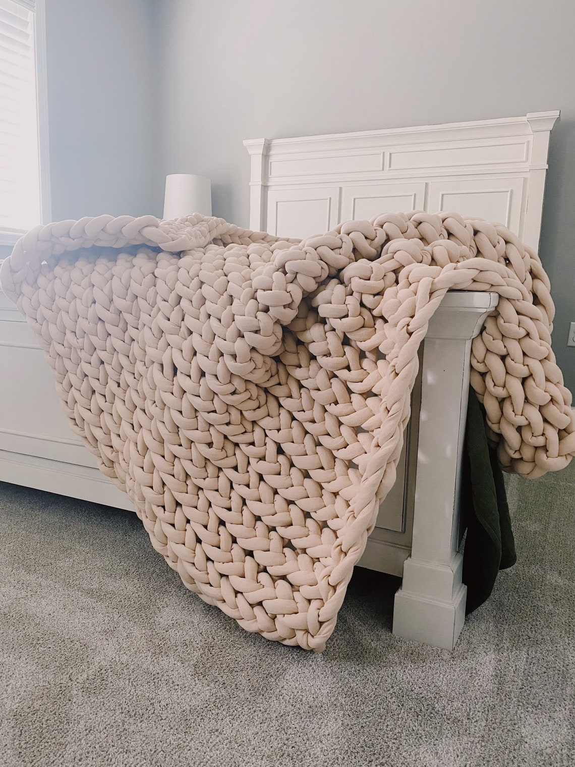 Chunky Knit Blanket Cotton Tube Yarn Arm Knit Blanket Giant Etsy