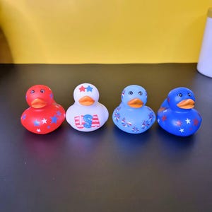 USA Patriotic Rubber Ducks Stripes Decor | 4th of July Party Favors | Memorial Day Gift