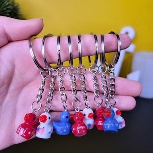 4th of July Duck Keychains Patriotic | Mini Cruise Ducks USA Red White Blue