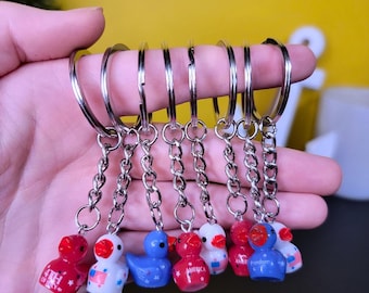 4th of July Duck Keychains Patriotic | Mini Cruise Ducks USA Red White Blue