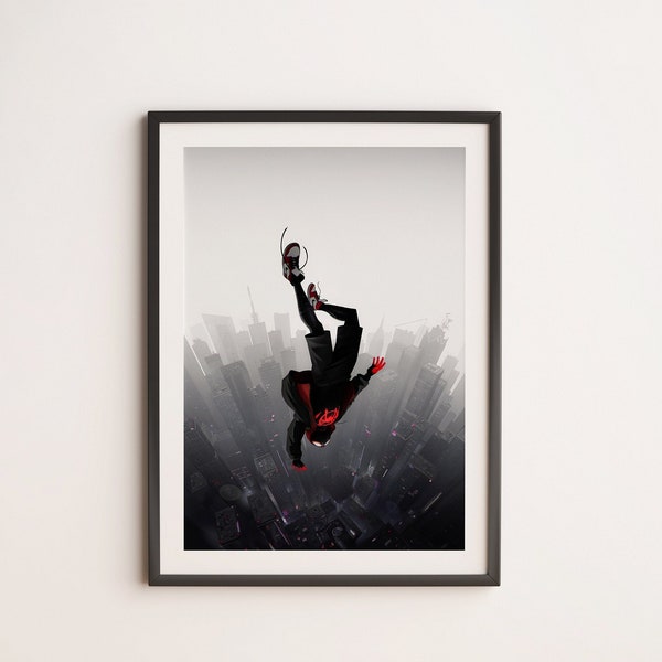 Spider Man Print Miles Morales Poster, wall art, kids room, marvel, superhero, spider verse, avengers, Spider-Man, across the spider verse,