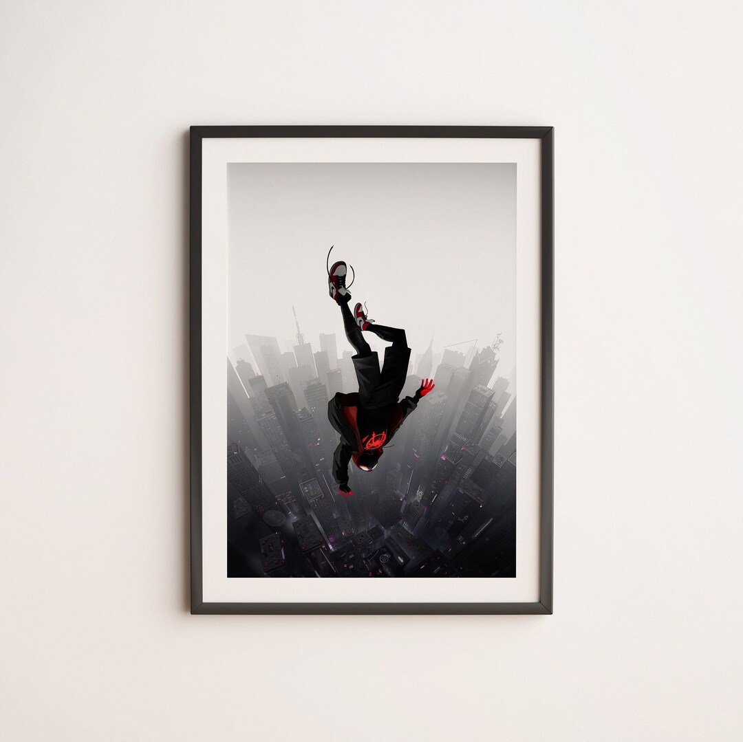 Spider Man Print Miles Morales Poster, Wall Art, Kids Room, Marvel ...