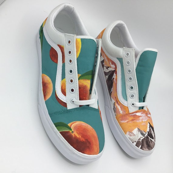 teal and orange vans