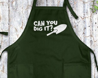 Gardening Apron for Women - Can You Dig It Garden Apron with Pockets Green Thumb Mum Funny Gardening Gift for Plant Lover