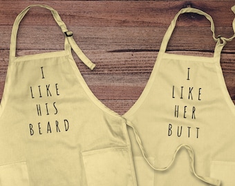 Matching Aprons for Couples - Funny Couple Gift, Anniversary Gifts for Couples, Cooking Apron