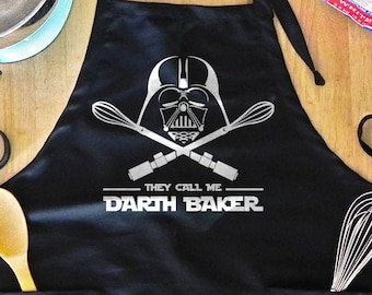 Baking Apron - they call me darth baker, gift for movie lover, funny mothers day, present for girlfriend, cooking & kitchen apron women