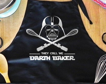 Baking Apron - they call me darth baker, gift for movie lover, funny mothers day, present for girlfriend, cooking & kitchen apron women