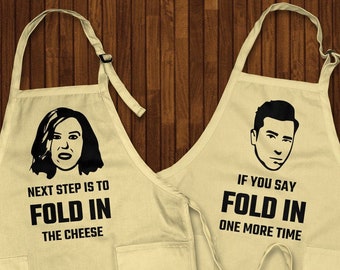 Matching Aprons Fold in the Cheese Apron Couples Apron His and Hers Baking and Cooking Gift for Couple