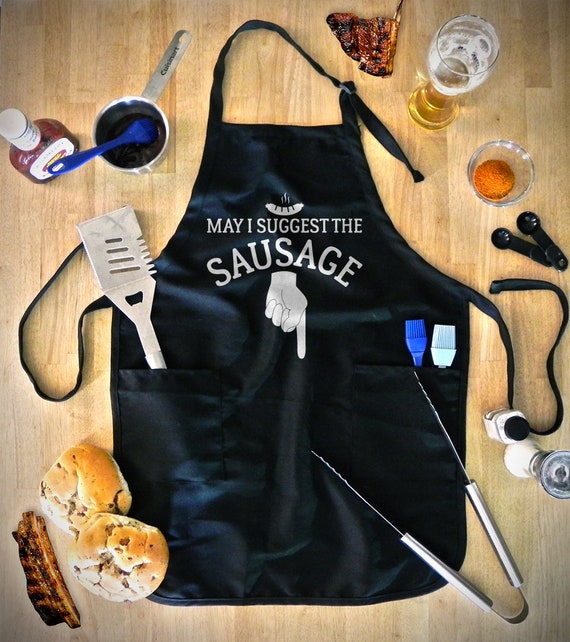 Funny BBQ Apron Novelty Cooking baking Gifts for Men May I suggest the  sausage
