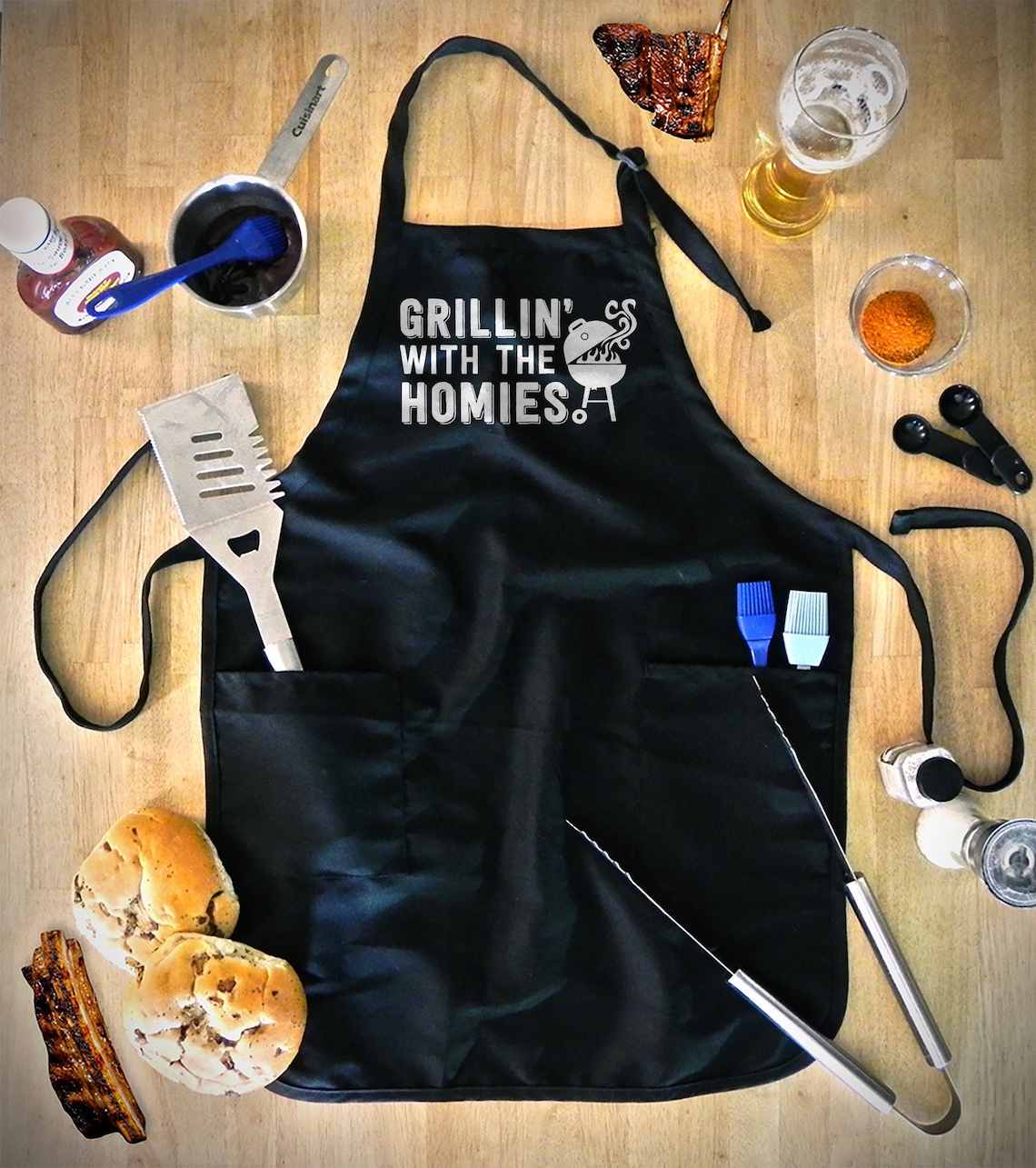 BBQ Apron for Men Barbecue Aprons Grilling With the Homies Etsy