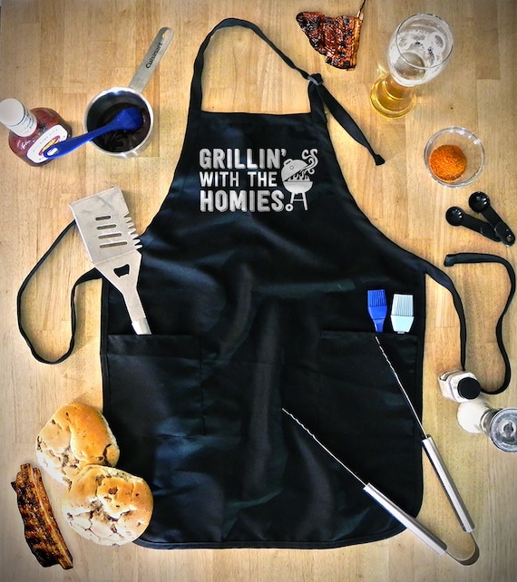 BBQ Apron for Men Barbecue Aprons Grilling With the Homies Etsy