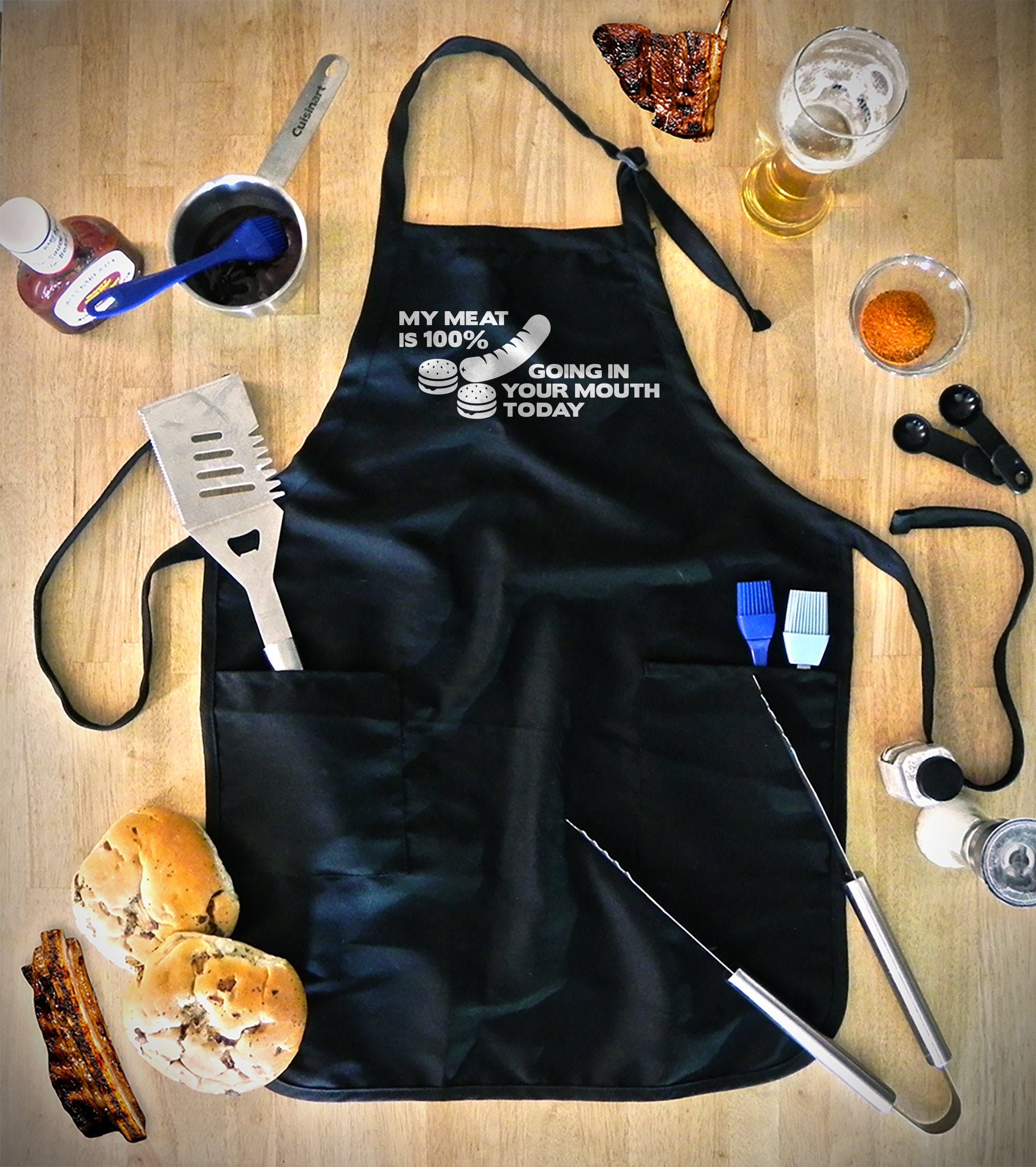 Funny Mens BBQ Apron my meat is 100 going in your mouth Etsy