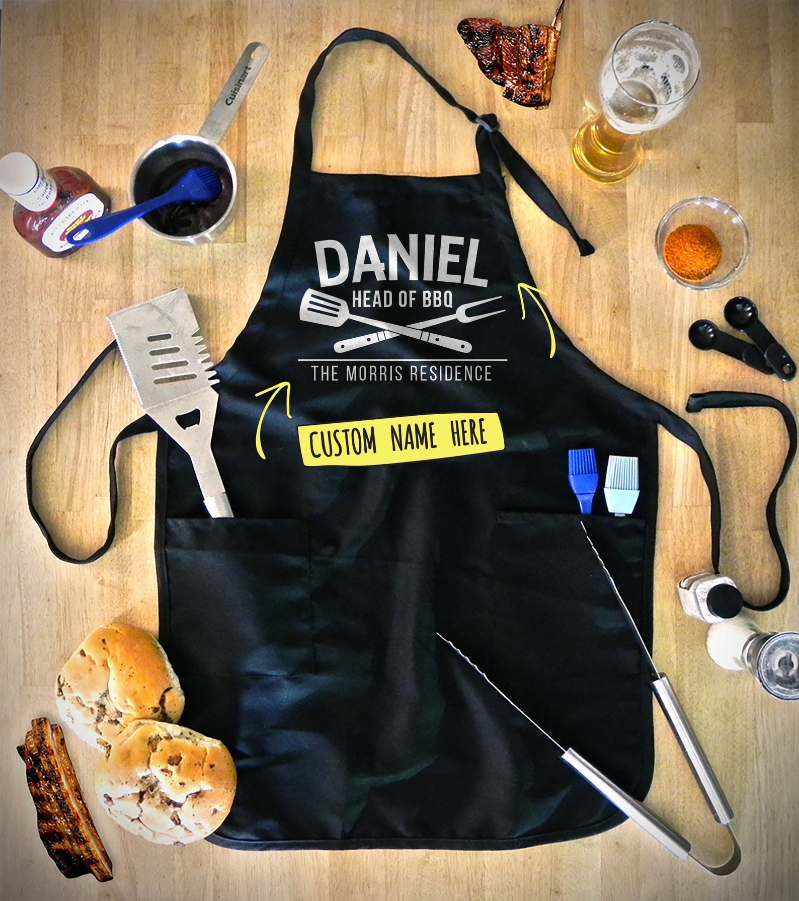 Custom Grilling Apron for Dad Head of BBQ Residence Etsy