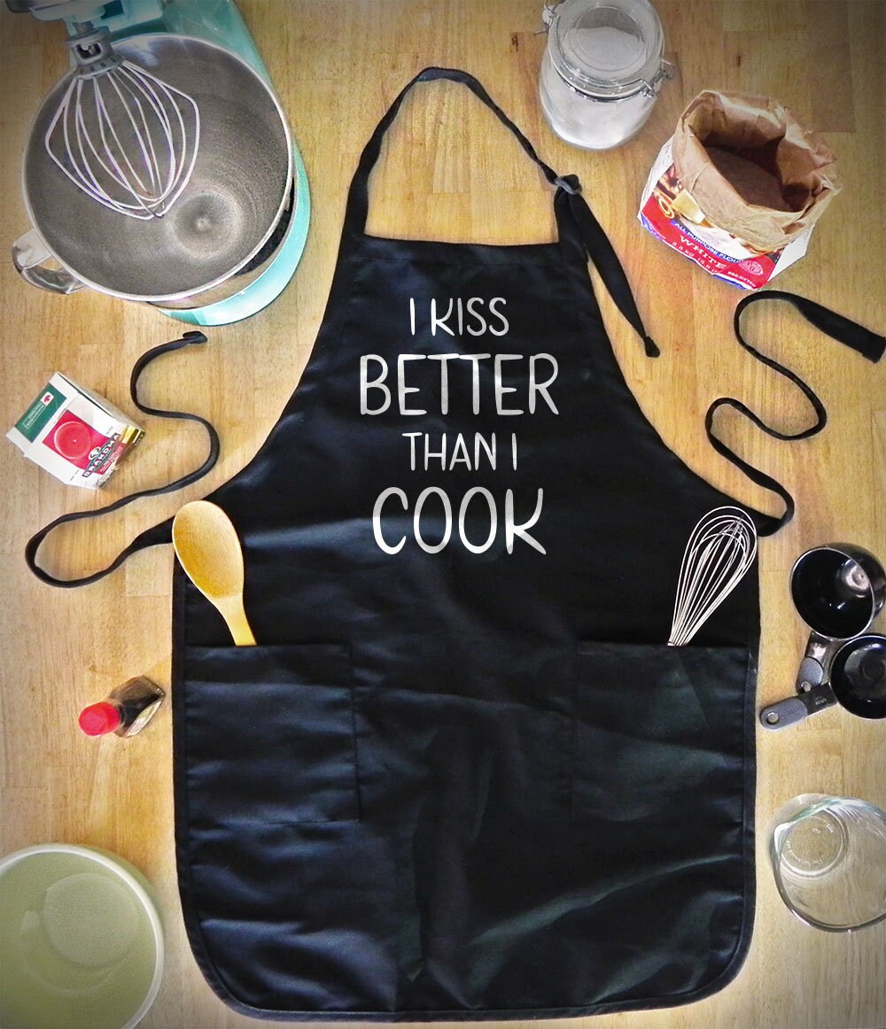 Funny Baking Apron For Women - kitchen apron for her, anniversary gift for wife, baking gift, girlfriend birthday, I kiss better than I cook