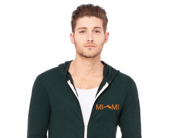 Miami Hurricanes Unisex Triblend Lightweight Full-Zip Hooded Long Sleeve - 2 Options