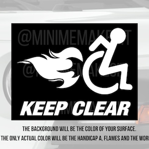 Keep Clear Decal, Disability Awareness Decal, Handicap Decal, Flaming Wheelchair Decal, Wheelchair Sticker