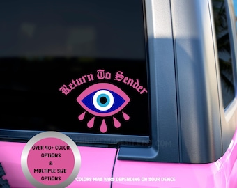 NEW Return to Sender, Car Decal, Evil Eye Decal, Protect your Energy, Evil eye Car Decal, witchy decal, spooky cute decal, Gothic Decal