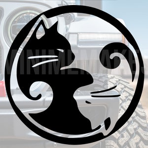 Yin Yang Cat Sticker, Cat Lover Decal