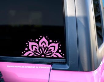Floral Half Mandala Vinyl Decal - Boho Car Laptop Sticker Version 1