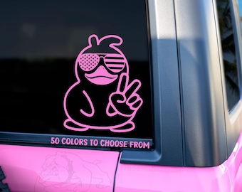 Duck with Sunglasses Vinyl Decal | Off-Road Wave Sticker | Funny Duck Car Window Decal | 4x4 Adventure Vinyl | Truck Laptop Tumbler Sticker