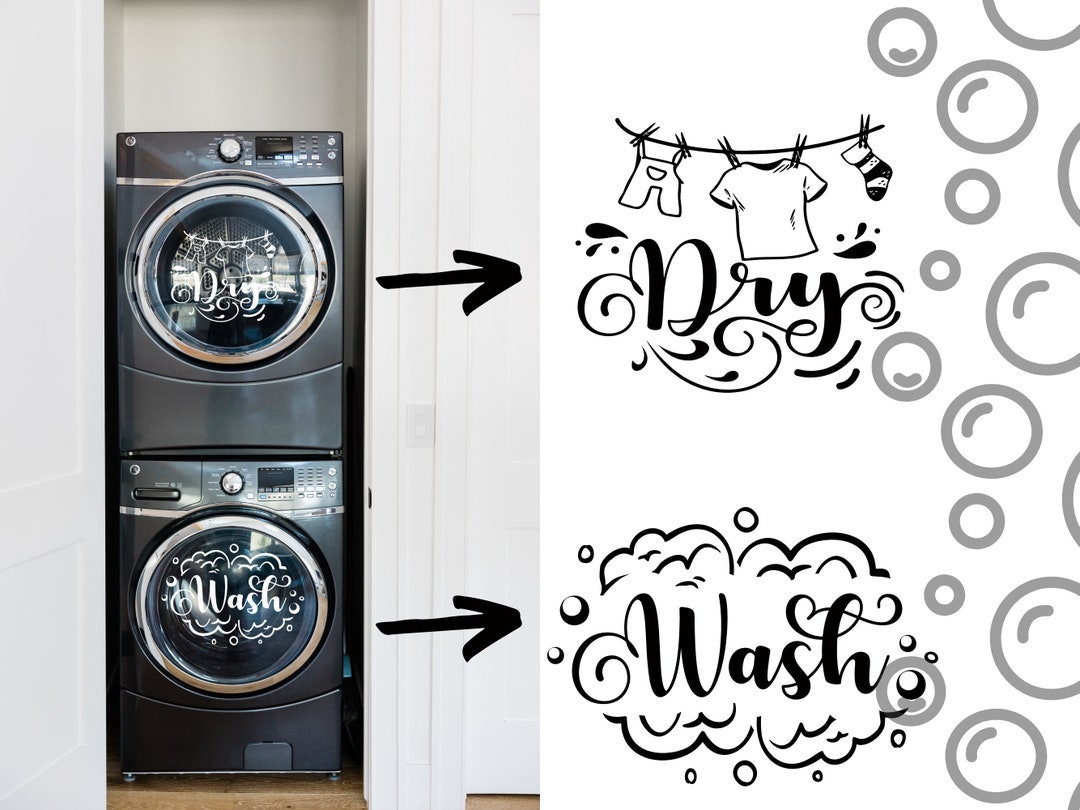 Washer and Dryer DECAL SET, Bubbles Laundry Set Decal, House Decal