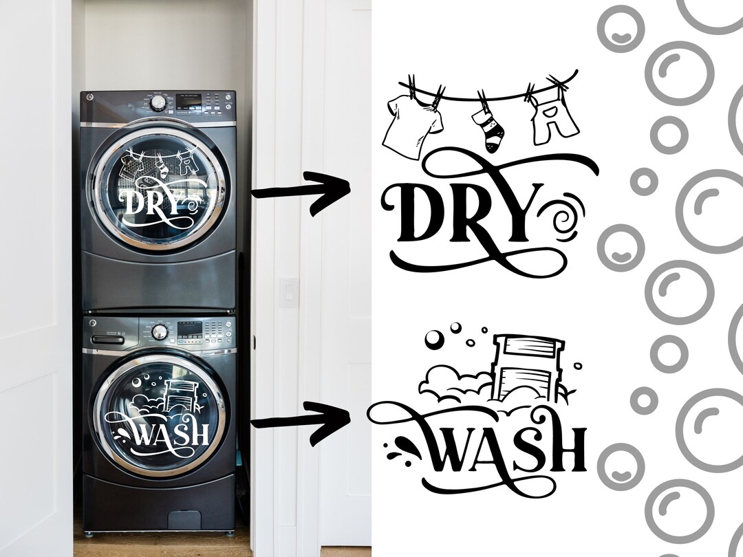 Washer and Dryer DECAL SET, Line Dry Laundry Set Decal, House Decal
