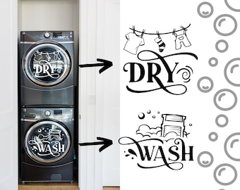 Washer and Dryer Decal Set: Laundry Room Decor