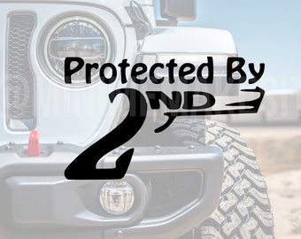 2 pack- Protected By The 2nd Decal, Second Amendment Sticker, Conceal Carry Decal