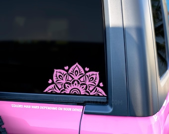 Floral Half Mandala Vinyl Decal: Boho Car Laptop Sticker Version 2