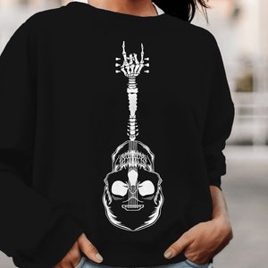 Rock & Roll skelet gitaar muziek minnaar cadeau voor Halloween PngFile, gitaar SVG Rock handteken Svg Rocker Svg | Heavy Metal-png