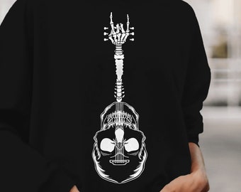 Rock & Roll squelette guitare mélomane cadeau pour Halloween PngFile, guitare SVG Rock signe de la main Svg Rocker Svg | Métal lourd png