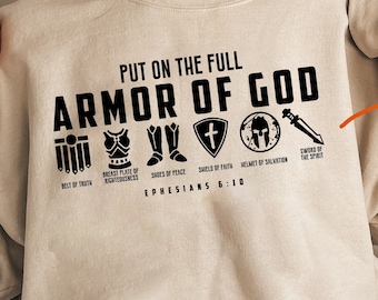 Armadura completa de Dios Diseño SVG PNG Cricut cristiano y archivo de silueta, svg religioso, fe svg cita bíblica svg, escudo de fe svg