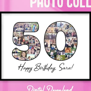 Custom Birthday Gift, Number 30 Photos Collage, Birthday Gifts, Birthday Sign, Personalized10 / 30 / 20 / 40 / 50 /  Birthday Gift frame