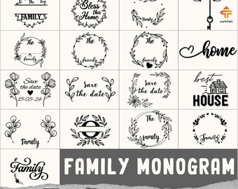 Family Name Monogram SVG Bundle, Wedding Monogram svg, Split Monogram svg, Family svg, Family Sign svg, Monogram SVG, family name svg Cricut