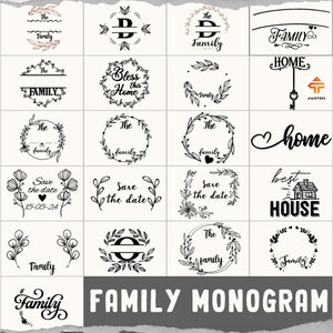 Family Name Monogram SVG Bundle, Wedding Monogram svg, Split Monogram svg, Family svg, Family Sign svg, Monogram SVG, family name svg Cricut