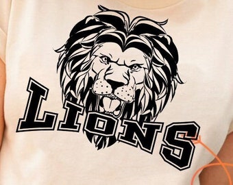 Lions Svg + Numbers, Lions Svg, Svg, School Pride, Lions Mascot Svg, Lions Sport Png, Shirt Silhouette Cut File