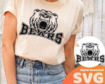 Bears Svg + Numbers, Bears Svg, Svg, School Sport Pride, Bears Mascot Svg, Bears Png, Design de camisa, arquivo de corte de silhueta, download digital