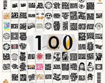 100 Groovy svg, bundle, boho svg, hippie svg, aesthetic svg, inspirational svg, motivational svg, trendy svg, retro svg, svg files wavy text