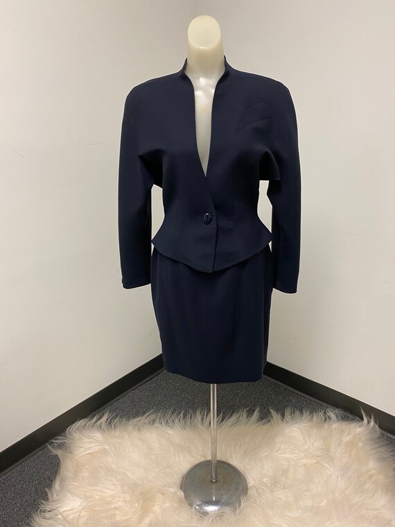 Luxury Vintage 80’s Thierry Mugler Navy Skirt Suit